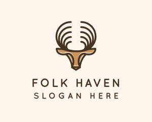 Folk - Deer Antlers Wild Forest logo design