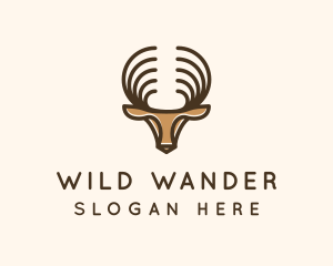 Deer Antlers Wild Forest logo design