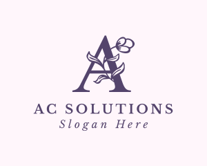 Purple Flower Letter A logo design