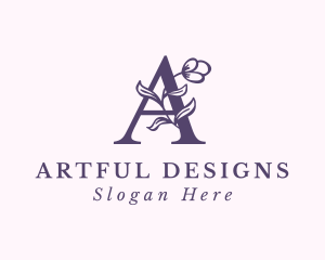 Purple Flower Letter A logo design