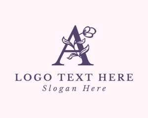 Flower - Purple Flower Letter A logo design