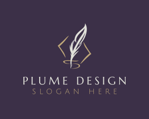 Plume - Novelist Feather Quill logo design