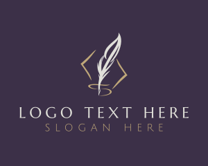 Feather - Novelist Feather Quill logo design