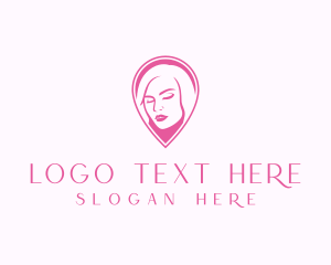 Pink Hair - Beauty Woman Pink Pin logo design