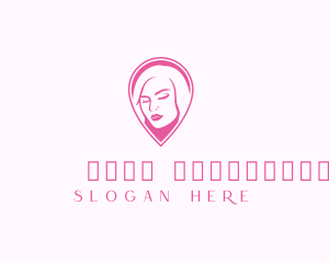 Pink Hair - Beauty Woman Pink Pin logo design