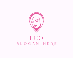 Beauty Lounge - Beauty Woman Pink Pin logo design