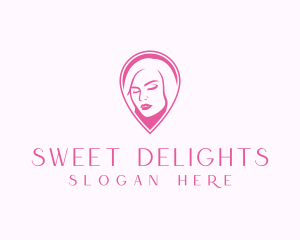 Beauty Woman Pink Pin  logo design