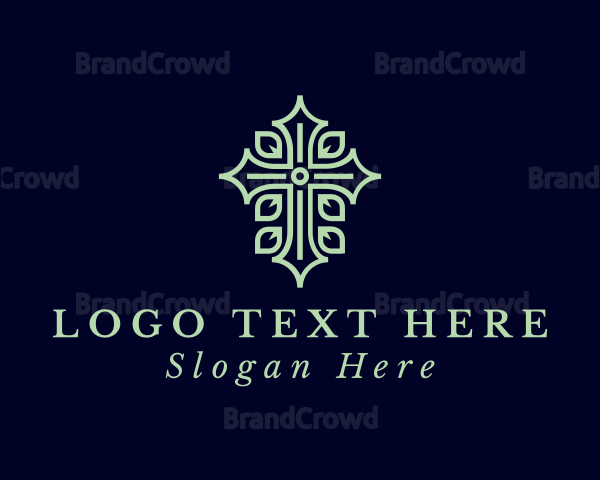 Green Leaf Crucifix Logo