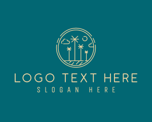 Tree - Minimalist Yellow Palm Tree logo design