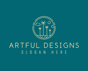 Minimalist Yellow Palm Tree logo design