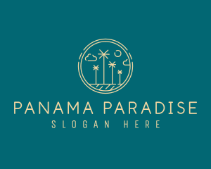 Minimalist Yellow Palm Tree logo design