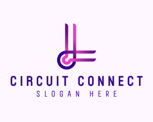 Circuit - Circuit Wiring Letter L Loop logo design