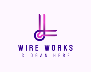 Wire - Circuit Wiring Letter L Loop logo design