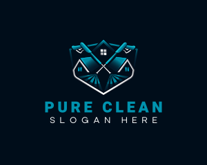 Pressure Washing Cleaning Shield logo design