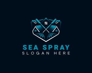 Pressure Washing Cleaning Shield logo design