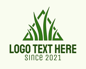 Lawn Maintenance - Triangle Grass Emblem logo design