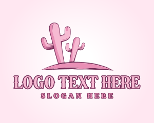 Sand Dune - Pink Cactus Desert logo design