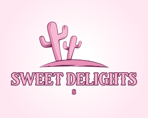 Pink Cactus Desert logo design