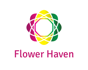 Gradient Atom Flower logo design