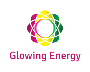 Radioactive - Gradient Atom Flower logo design