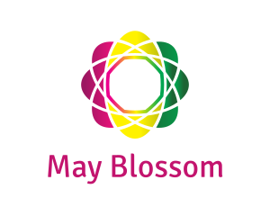 Gradient Atom Flower logo design