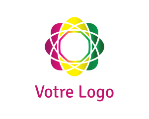 Nuclear - Gradient Atom Flower logo design