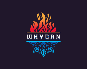 Freezer - Snowflake Fire Burning logo design