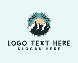 Mountain Climbing - Mountain Landmark Leaf logo design