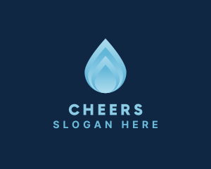 H2o - Blue Liquid Droplet logo design