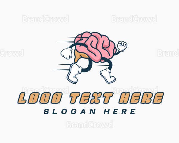 Running Brain Cartoon Logo