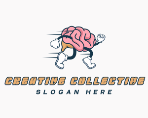 Running Brain Cartoon logo design