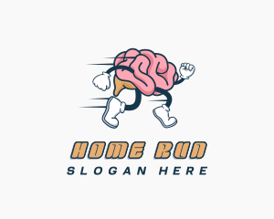 Running Brain Cartoon logo design