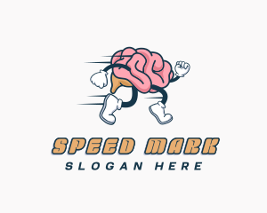 Running Brain Cartoon logo design