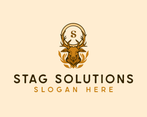 Stag - Elegant Buck Deer Ornament logo design