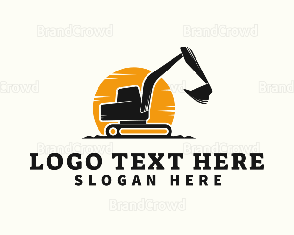 Construction Excavator Machine Logo