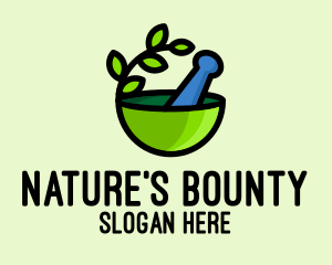 Natural Mortar & Pestle  logo design