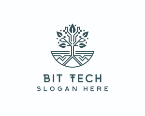 Pixel Tree Garden logo design