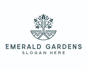 Pixel Tree Garden logo design