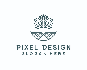 Pixel Tree Garden logo design