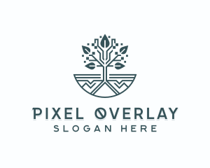 Pixel Tree Garden logo design