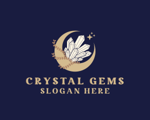 Moon Crystal Gemstone logo design