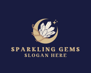 Moon Crystal Gemstone logo design