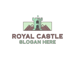 Castle - Mountain Castle Tower logo design