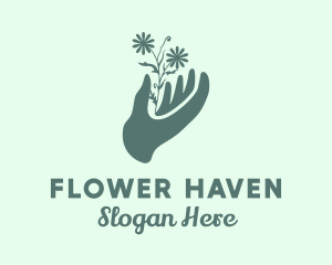 Spring Flower Hand logo design