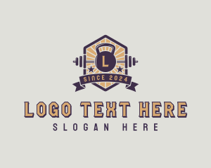 Bench Press - Gym Kettlebell Weightlifting logo design