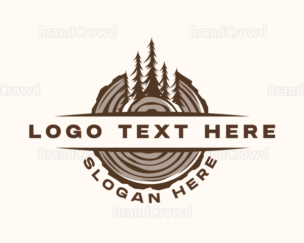 Woodwork Sawmill Forest Logo