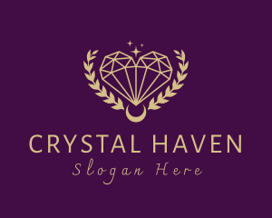 Heart Crystal Wreath logo design