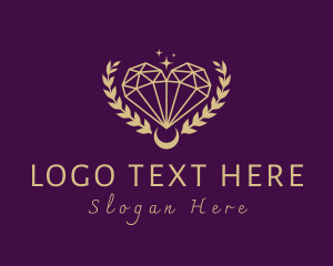 Gold - Heart Crystal Wreath logo design