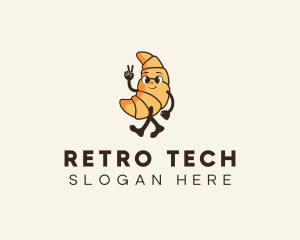 Retro Croissant Bread logo design