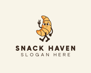 Retro Croissant Bread logo design